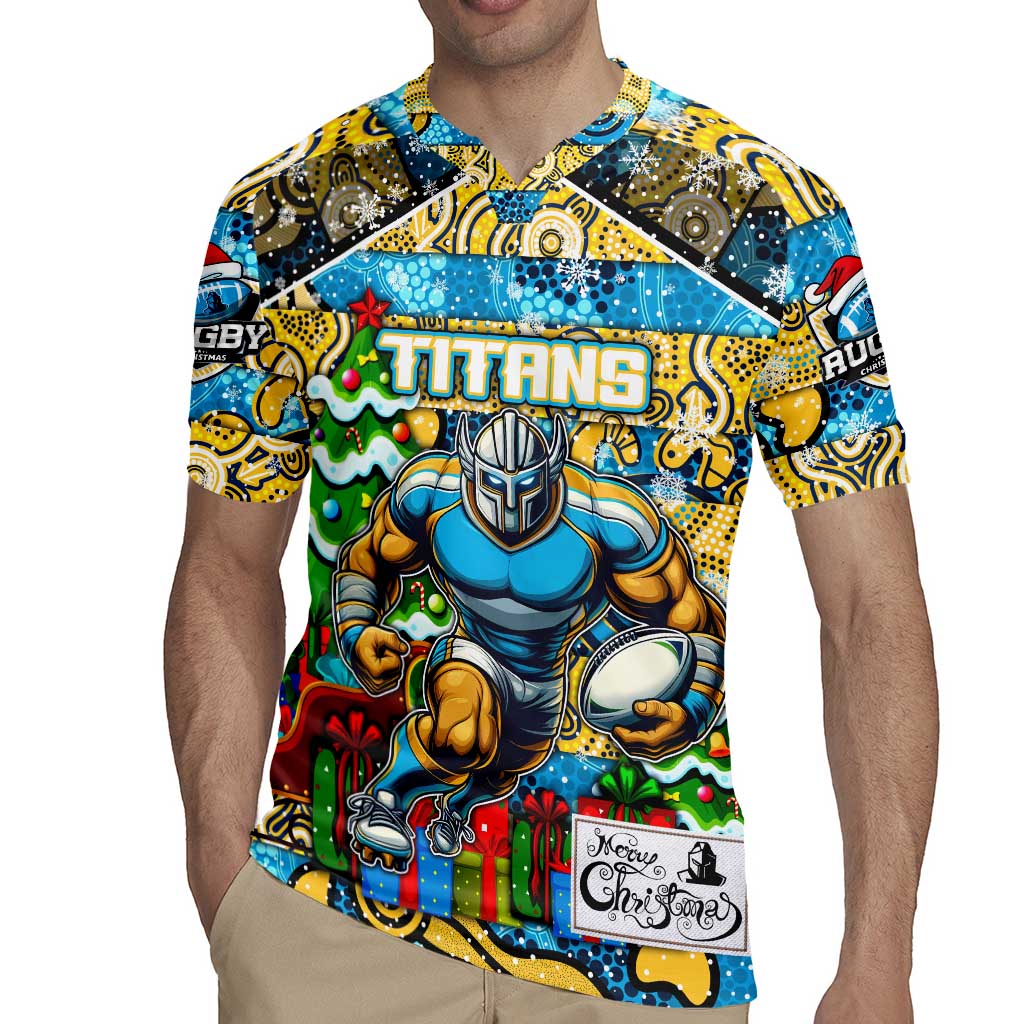Custom Titans Rugby Merry Christmas Rugby Jersey Indigenous Australian Art