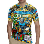 Custom Titans Rugby Merry Christmas Rugby Jersey Indigenous Australian Art