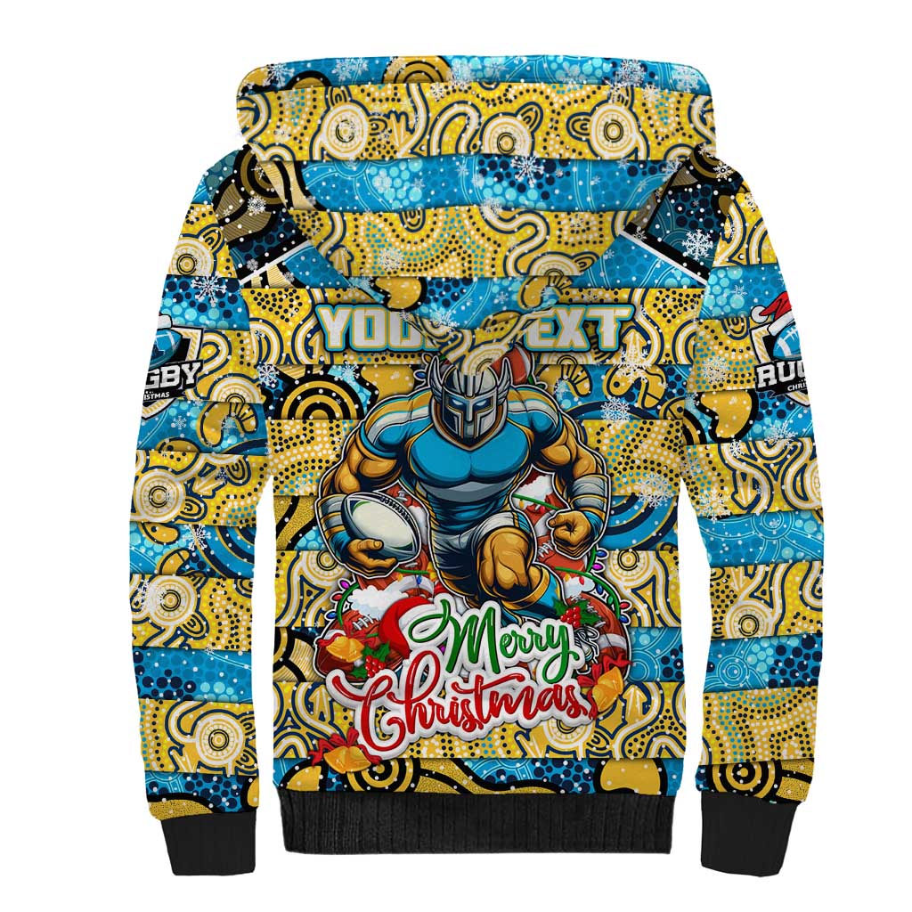 Custom Titans Rugby Merry Christmas Sherpa Hoodie Indigenous Australian Art
