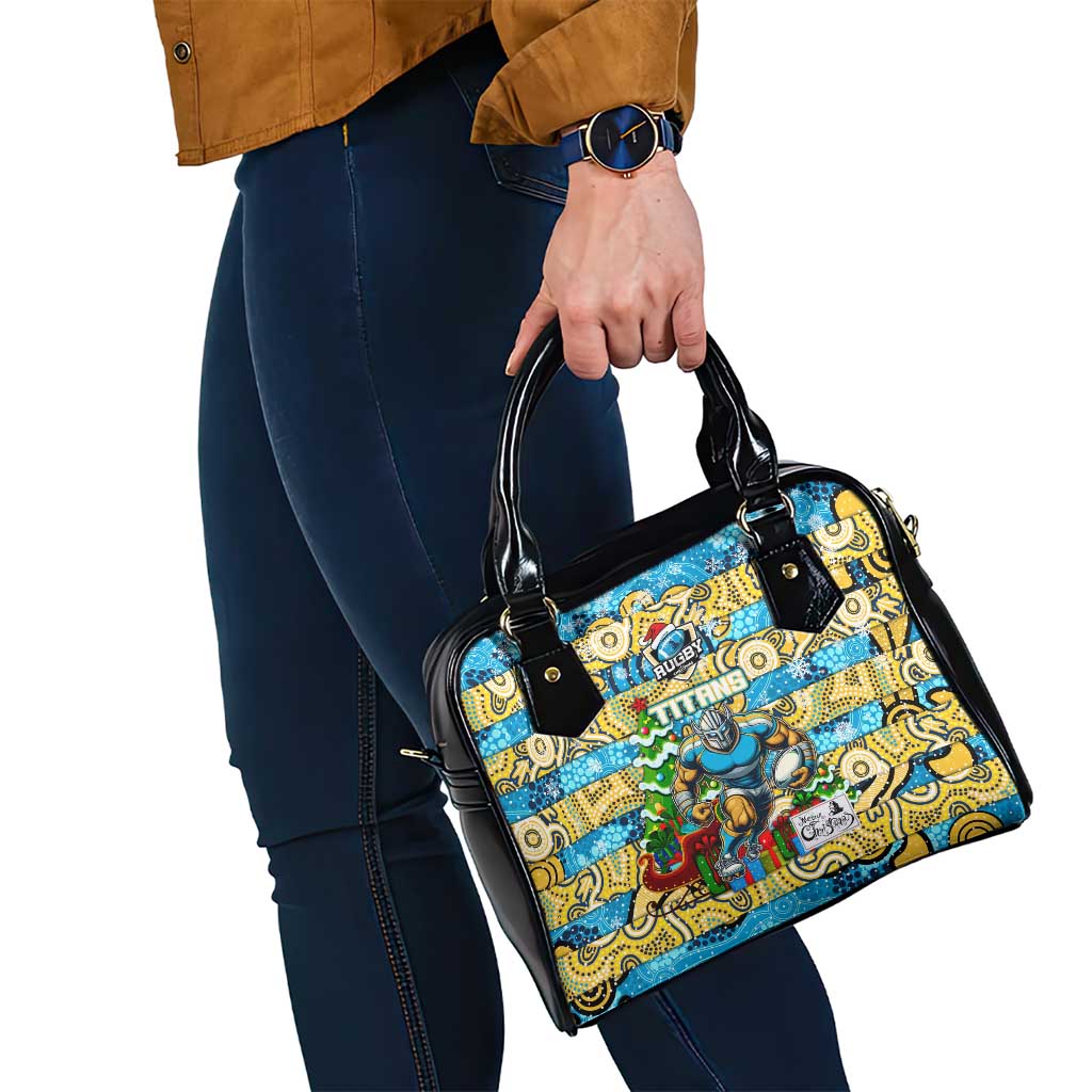 Titans Rugby Merry Christmas Shoulder Handbag Indigenous Australian Art