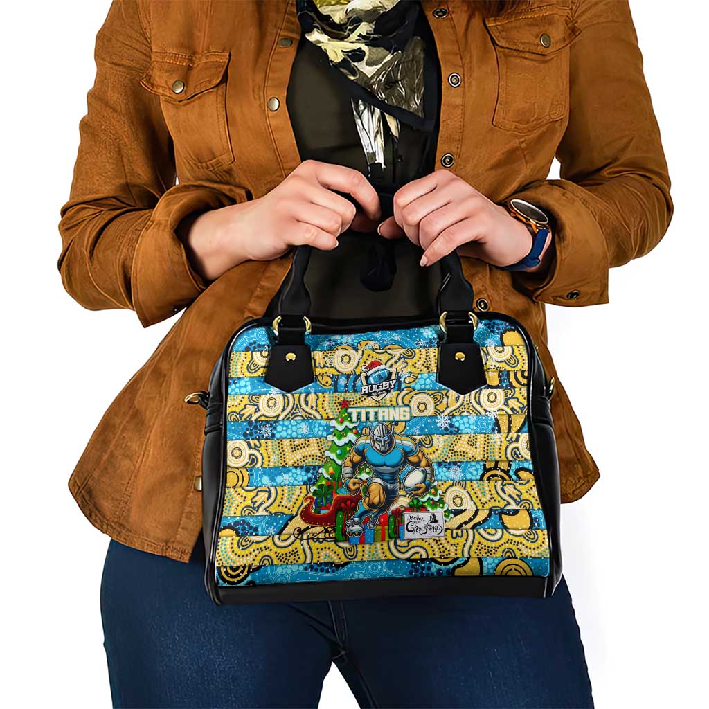 Titans Rugby Merry Christmas Shoulder Handbag Indigenous Australian Art