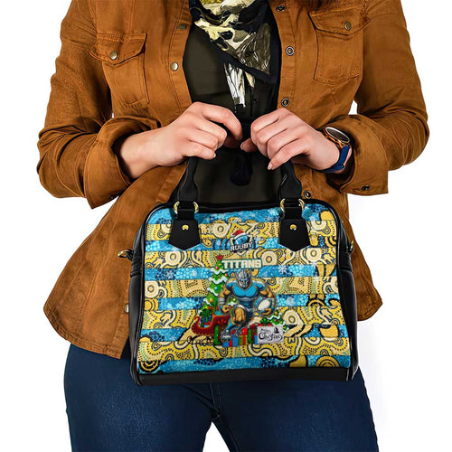 Titans Rugby Merry Christmas Shoulder Handbag Indigenous Australian Art