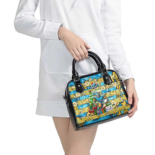 Titans Rugby Merry Christmas Shoulder Handbag Indigenous Australian Art