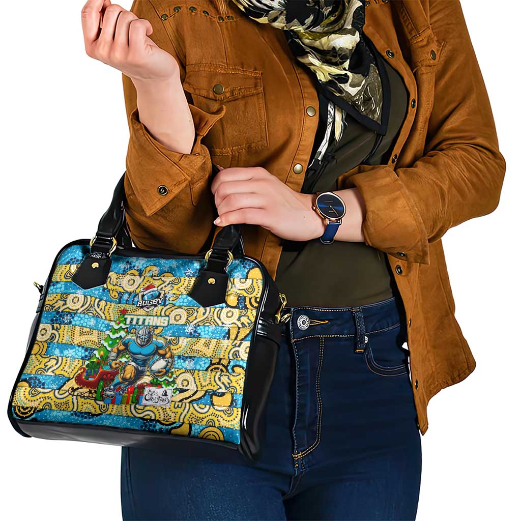 Titans Rugby Merry Christmas Shoulder Handbag Indigenous Australian Art