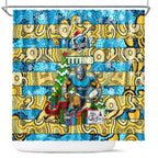 Titans Rugby Merry Christmas Shower Curtain Indigenous Australian Art