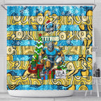 Titans Rugby Merry Christmas Shower Curtain Indigenous Australian Art
