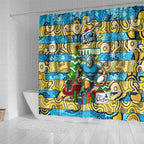 Titans Rugby Merry Christmas Shower Curtain Indigenous Australian Art