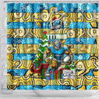 Titans Rugby Merry Christmas Shower Curtain Indigenous Australian Art