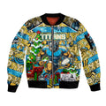Custom Titans Rugby Merry Christmas Sleeve Zip Bomber Jacket Indigenous Australian Art