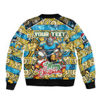 Custom Titans Rugby Merry Christmas Sleeve Zip Bomber Jacket Indigenous Australian Art