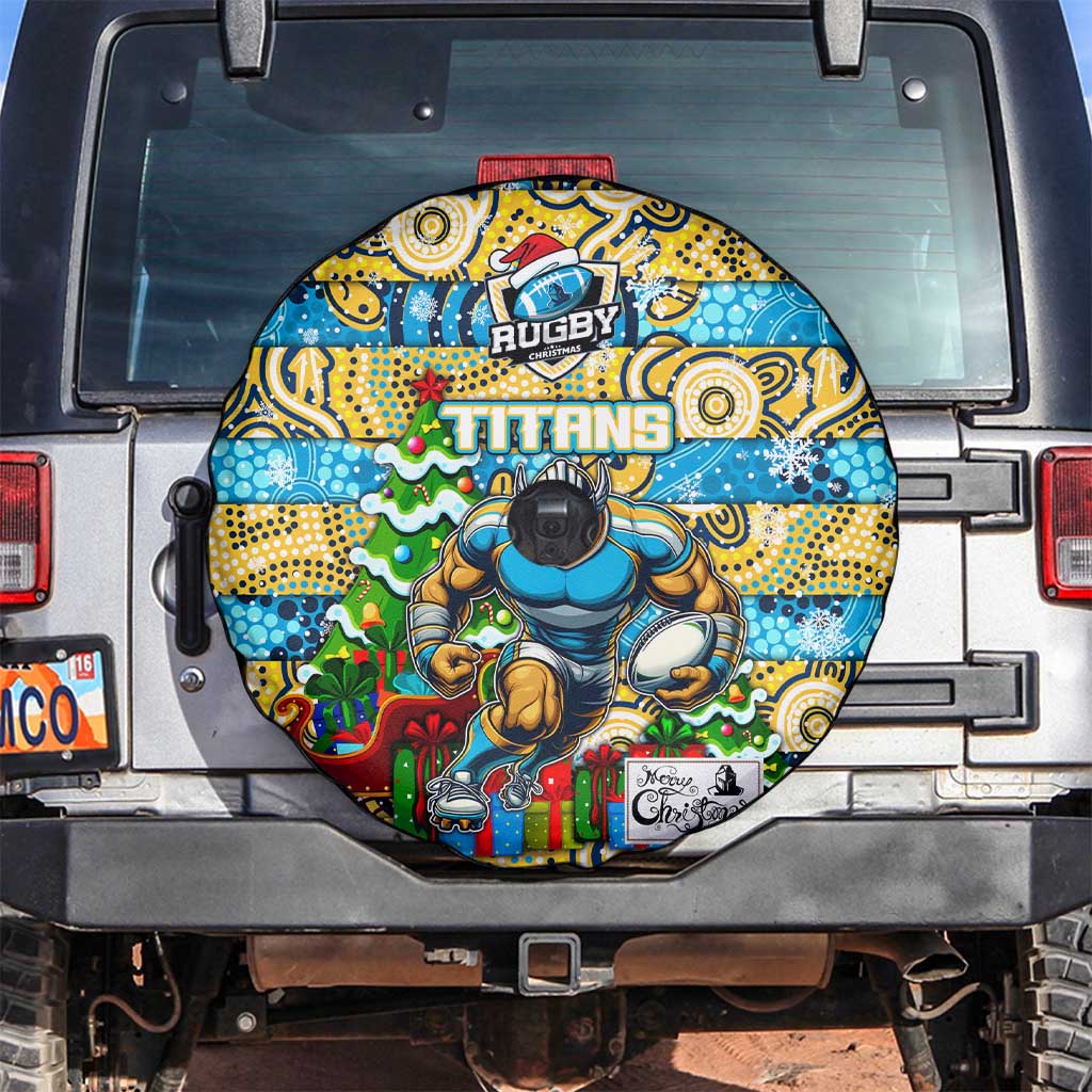 Titans Rugby Merry Christmas Spare Tire Cover Indigenous Australian Art