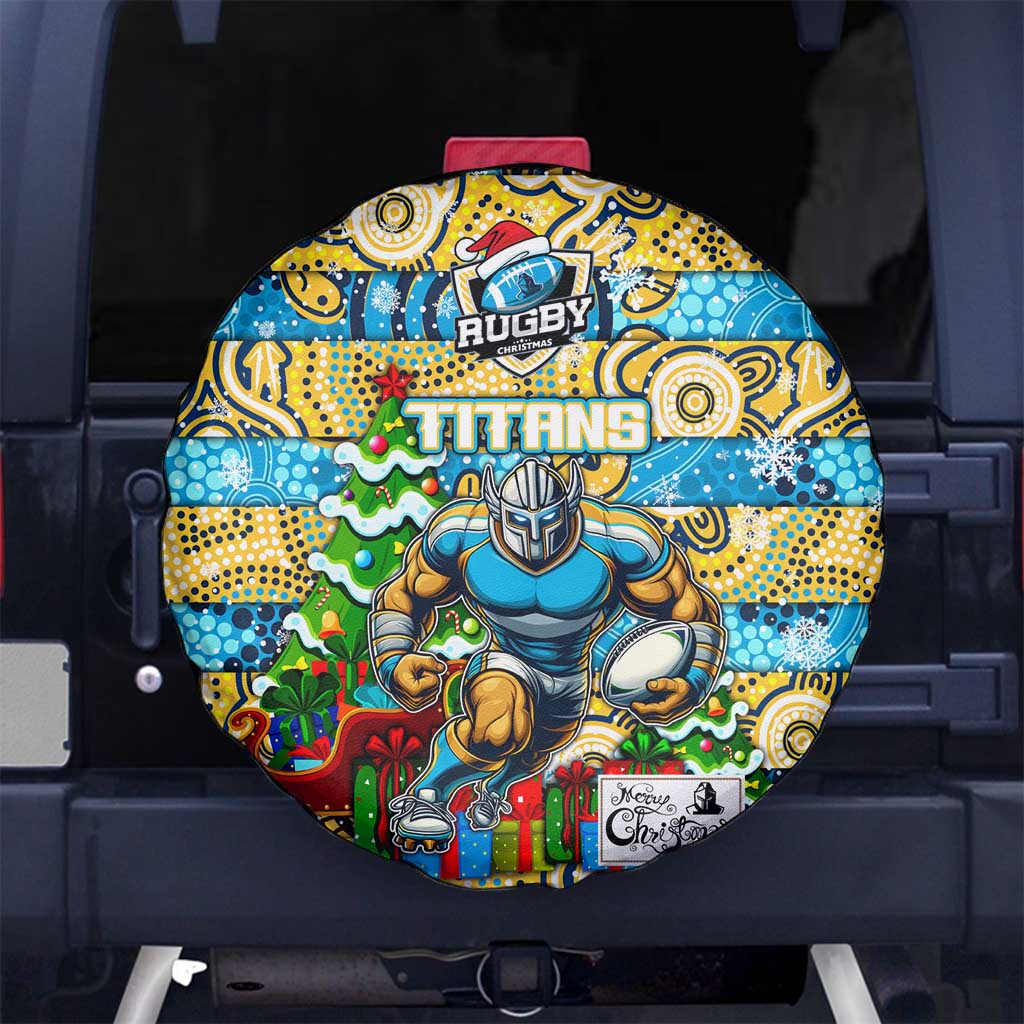 Titans Rugby Merry Christmas Spare Tire Cover Indigenous Australian Art