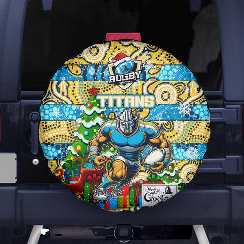 Titans Rugby Merry Christmas Spare Tire Cover Indigenous Australian Art