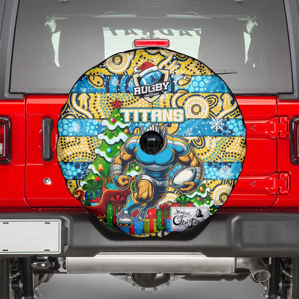 Titans Rugby Merry Christmas Spare Tire Cover Indigenous Australian Art