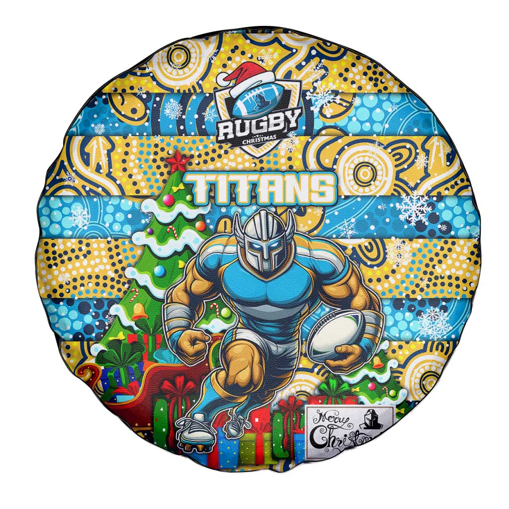 Titans Rugby Merry Christmas Spare Tire Cover Indigenous Australian Art