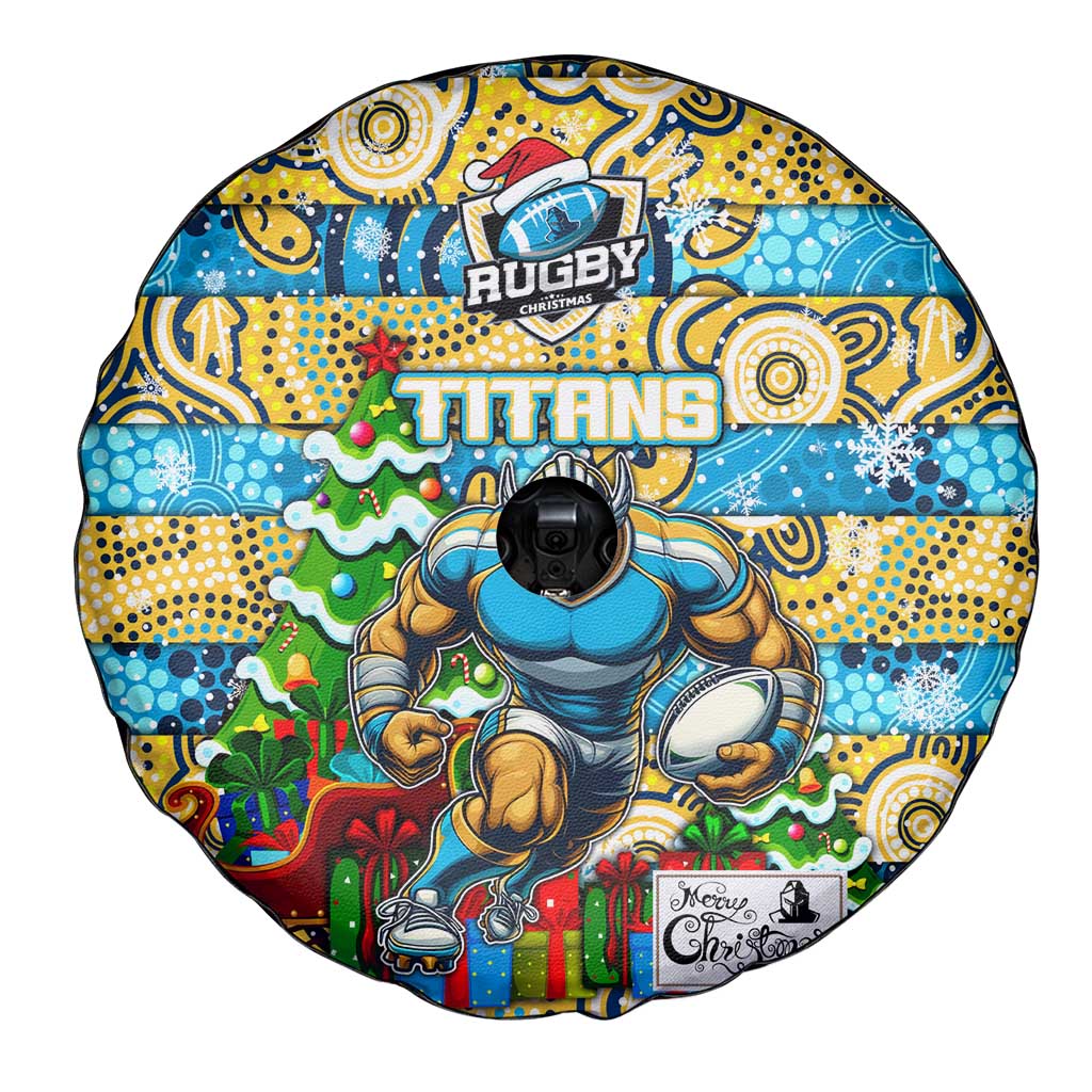 Titans Rugby Merry Christmas Spare Tire Cover Indigenous Australian Art