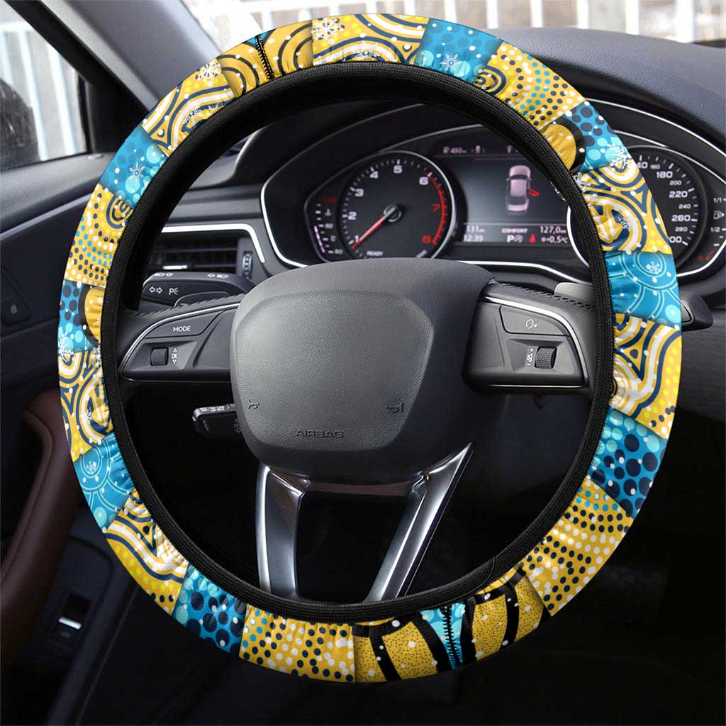 Titans Rugby Merry Christmas Steering Wheel Cover Indigenous Australian Art