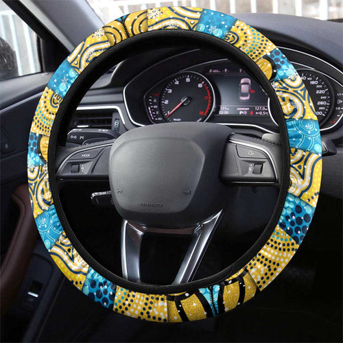 Titans Rugby Merry Christmas Steering Wheel Cover Indigenous Australian Art