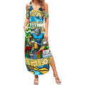 Custom Titans Rugby Merry Christmas Summer Maxi Dress Indigenous Australian Art