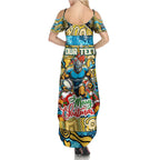 Custom Titans Rugby Merry Christmas Summer Maxi Dress Indigenous Australian Art