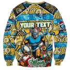 Custom Titans Rugby Merry Christmas Sweatshirt Indigenous Australian Art