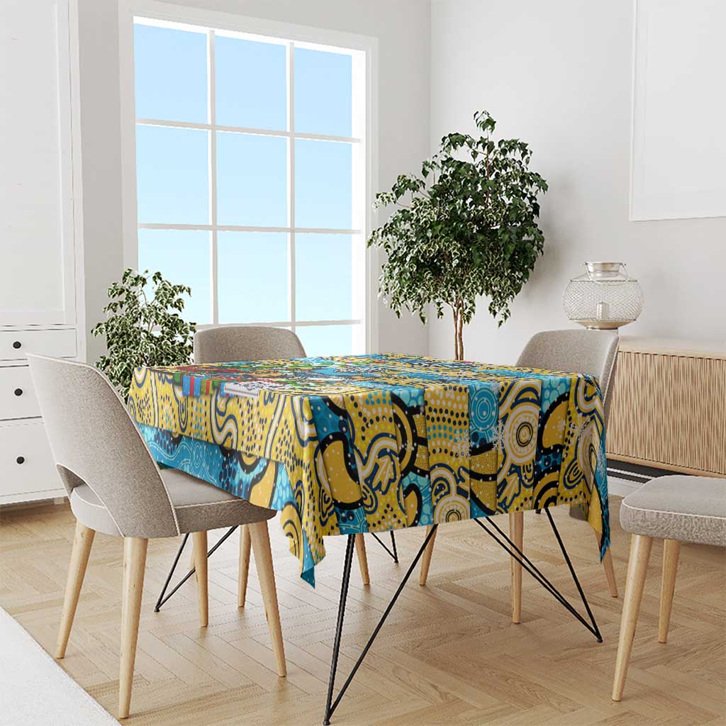 Titans Rugby Merry Christmas Tablecloth Indigenous Australian Art