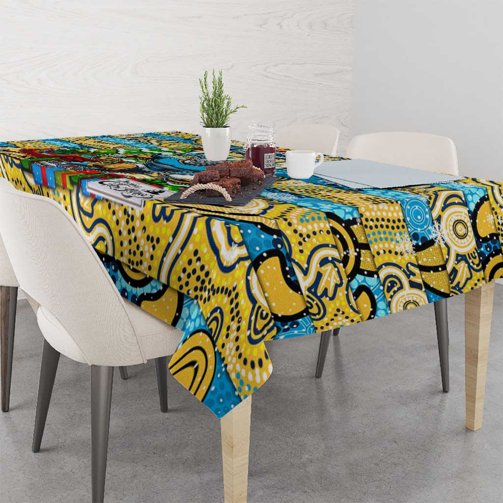 Titans Rugby Merry Christmas Tablecloth Indigenous Australian Art