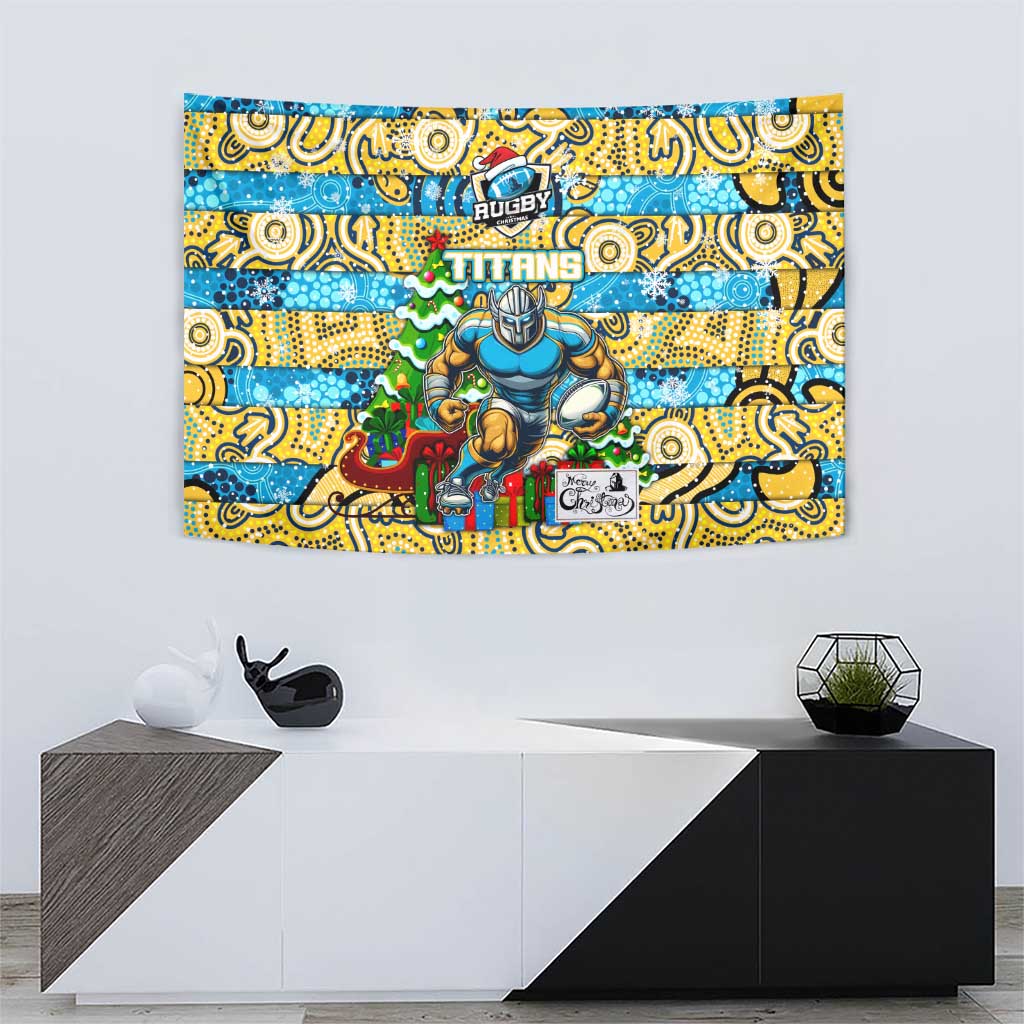 Titans Rugby Merry Christmas Tapestry Indigenous Australian Art