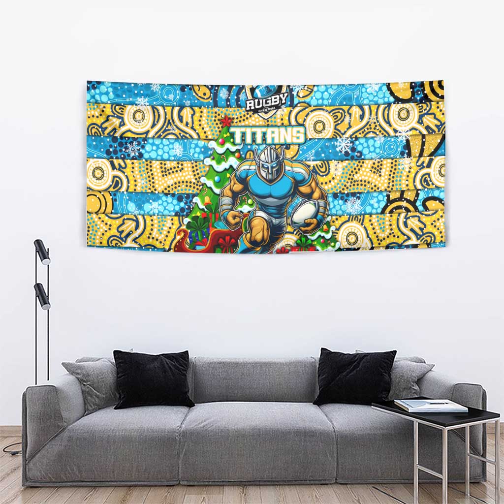 Titans Rugby Merry Christmas Tapestry Indigenous Australian Art