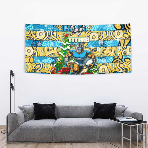 Titans Rugby Merry Christmas Tapestry Indigenous Australian Art