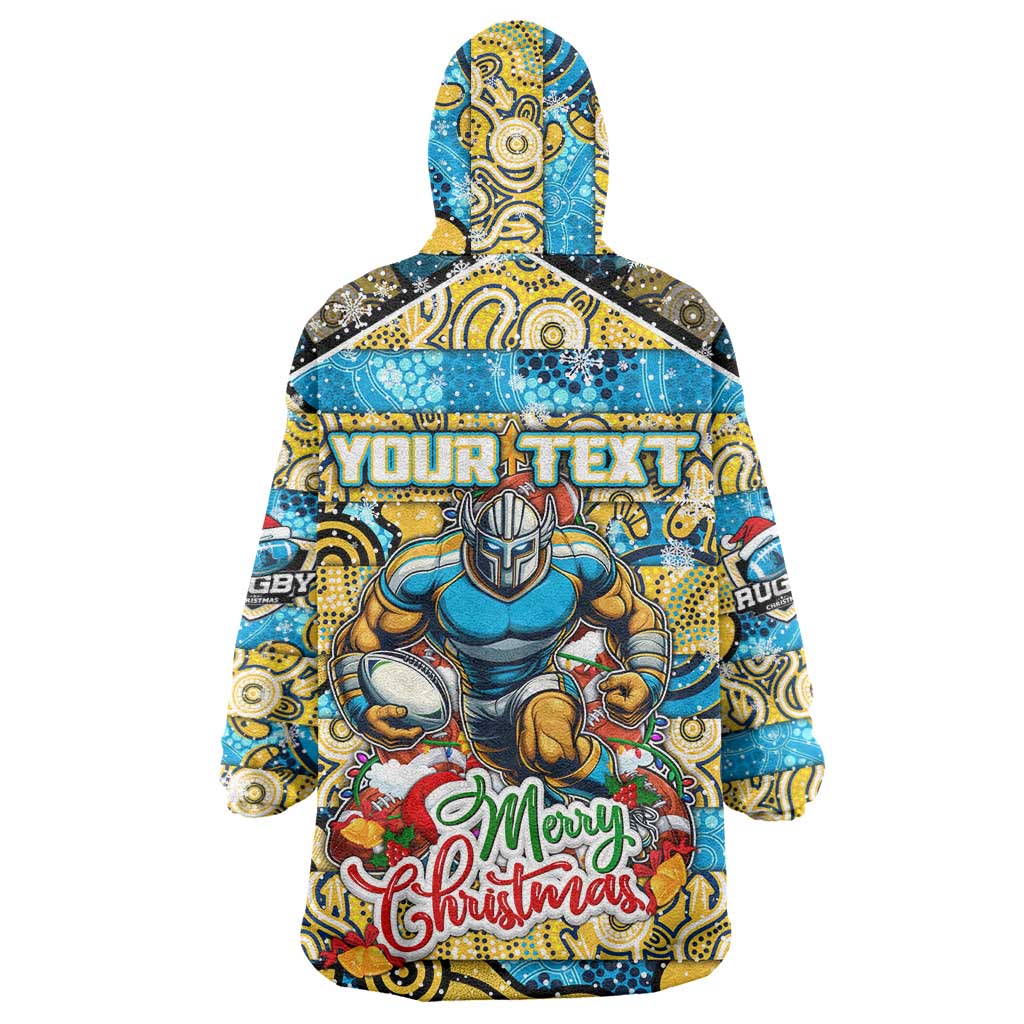 Custom Titans Rugby Merry Christmas Wearable Blanket Hoodie Indigenous Australian Art