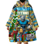 Custom Titans Rugby Merry Christmas Wearable Blanket Hoodie Indigenous Australian Art