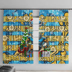 Titans Rugby Merry Christmas Window Curtain Indigenous Australian Art