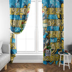 Titans Rugby Merry Christmas Window Curtain Indigenous Australian Art