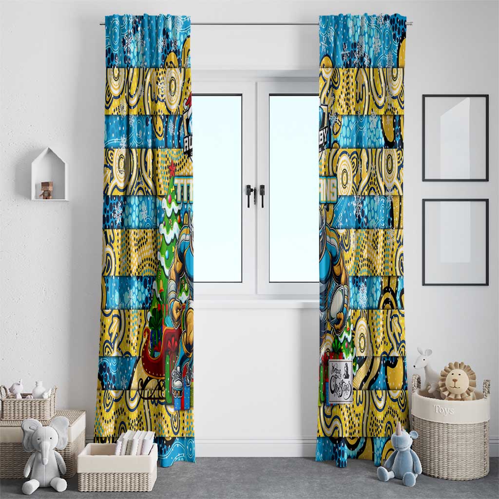 Titans Rugby Merry Christmas Window Curtain Indigenous Australian Art