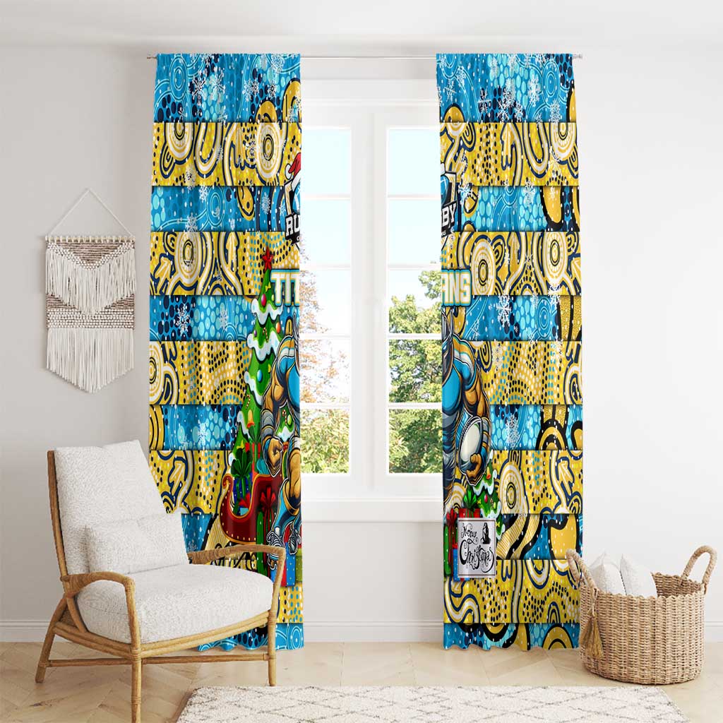 Titans Rugby Merry Christmas Window Curtain Indigenous Australian Art