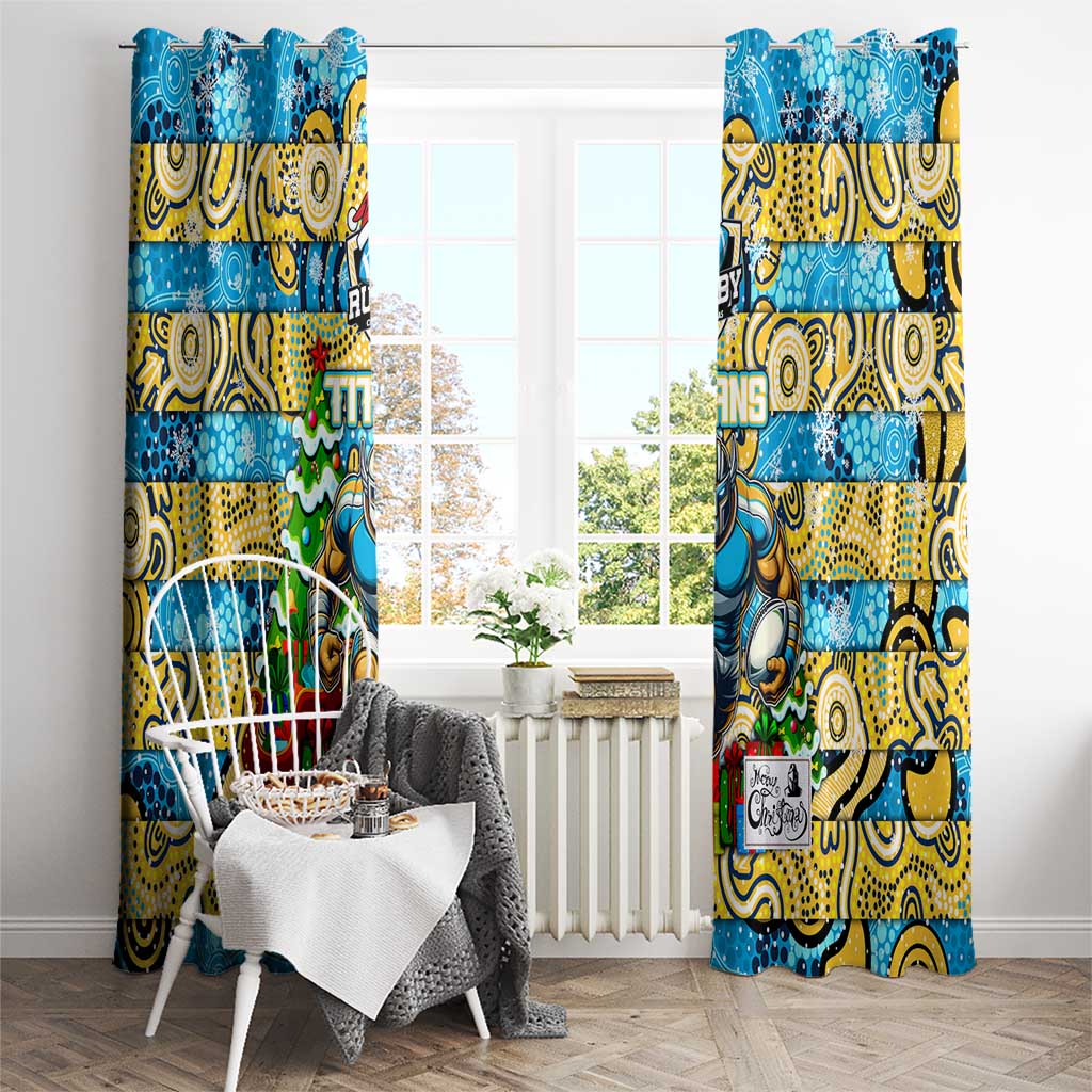 Titans Rugby Merry Christmas Window Curtain Indigenous Australian Art