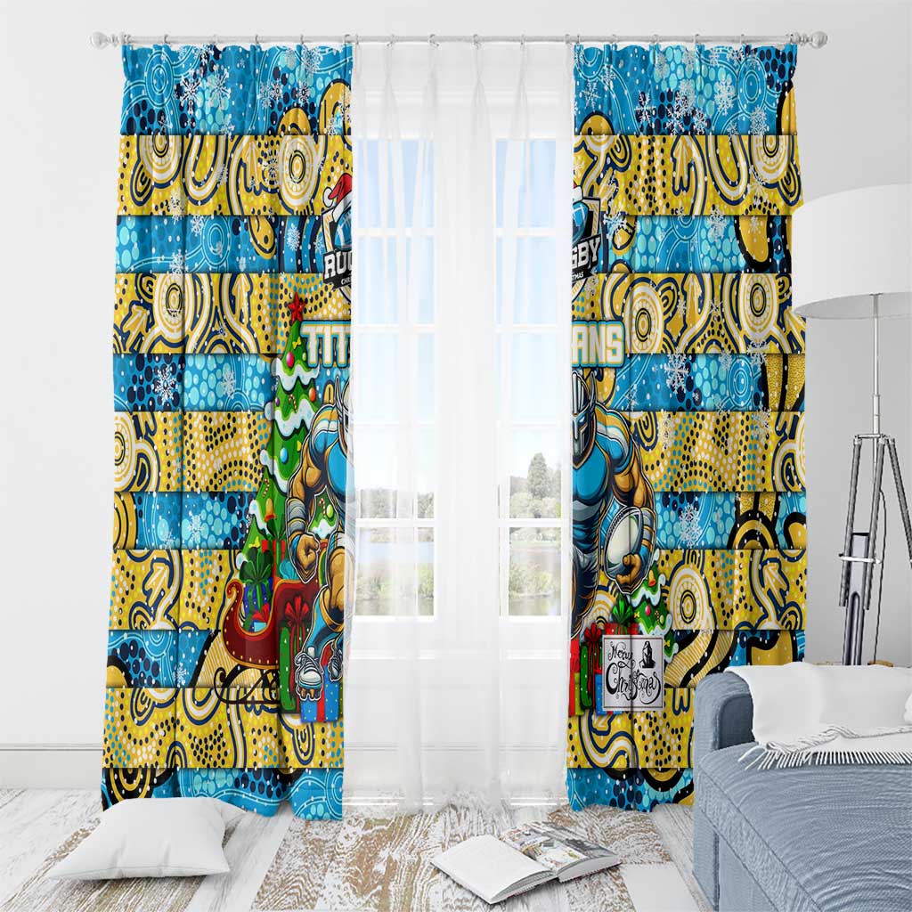 Titans Rugby Merry Christmas Window Curtain Indigenous Australian Art