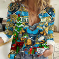Custom Titans Rugby Merry Christmas Women Casual Shirt Indigenous Australian Art