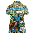 Custom Titans Rugby Merry Christmas Women Polo Shirt Indigenous Australian Art