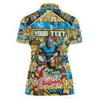 Custom Titans Rugby Merry Christmas Women Polo Shirt Indigenous Australian Art