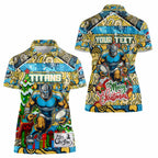 Custom Titans Rugby Merry Christmas Women Polo Shirt Indigenous Australian Art