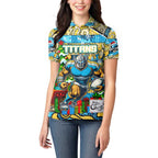 Custom Titans Rugby Merry Christmas Women Polo Shirt Indigenous Australian Art