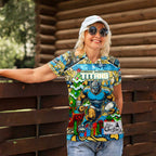 Custom Titans Rugby Merry Christmas Women Polo Shirt Indigenous Australian Art