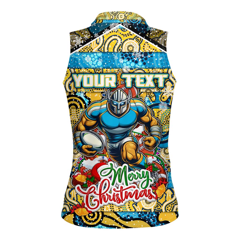 Custom Titans Rugby Merry Christmas Women Sleeveless Polo Shirt Indigenous Australian Art