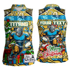 Custom Titans Rugby Merry Christmas Women Sleeveless Polo Shirt Indigenous Australian Art