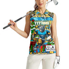 Custom Titans Rugby Merry Christmas Women Sleeveless Polo Shirt Indigenous Australian Art