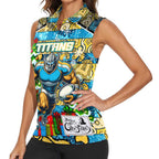 Custom Titans Rugby Merry Christmas Women Sleeveless Polo Shirt Indigenous Australian Art