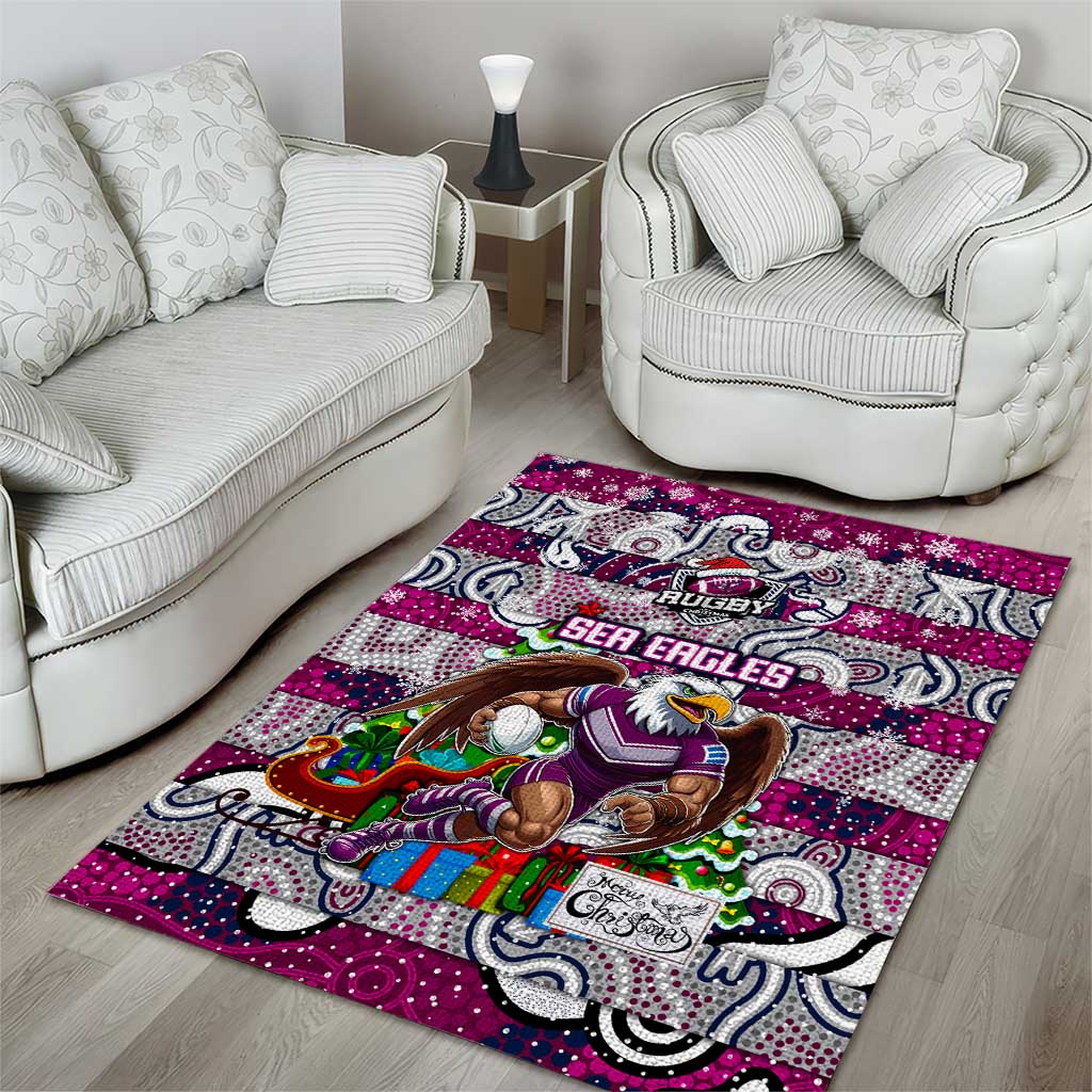 Sea Eagles Rugby Merry Christmas Area Rug Indigenous Australian Art