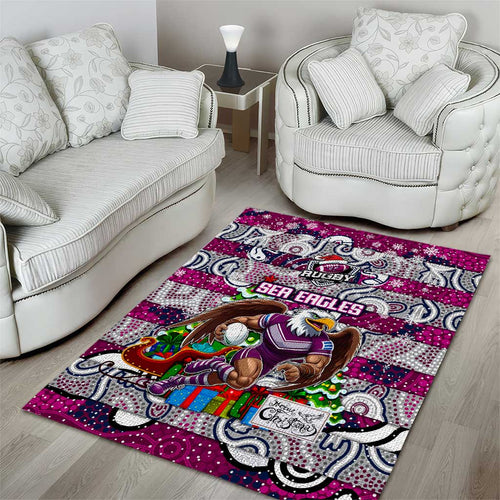 Sea Eagles Rugby Merry Christmas Area Rug Indigenous Australian Art
